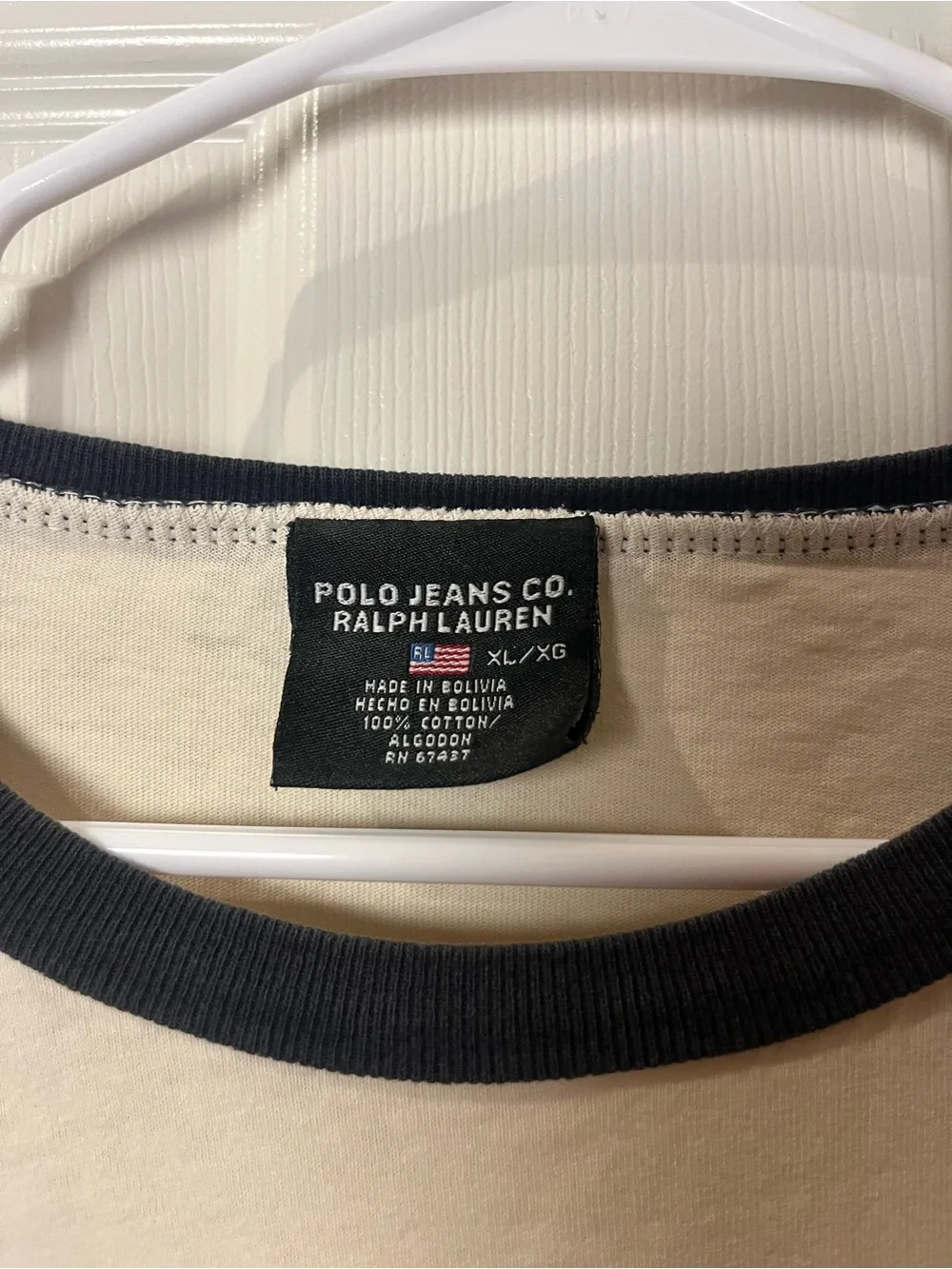 Polo by Ralph Lauren Cream Short-Sleeve Tee with Black Trim